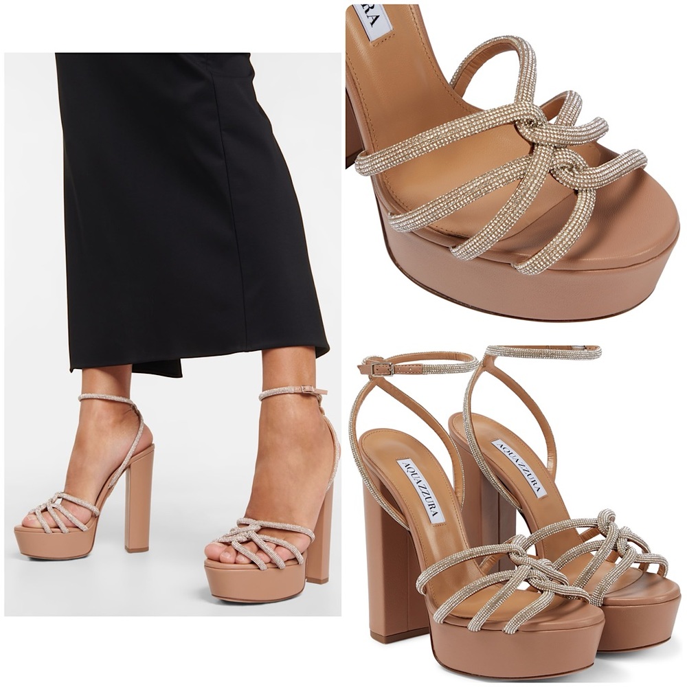 New AQUAZZURA Moondust Plateau 140 platform sandals $1,450 40